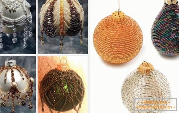 How to decorate with a bead a New Year's ball on a fur-tree with own hands