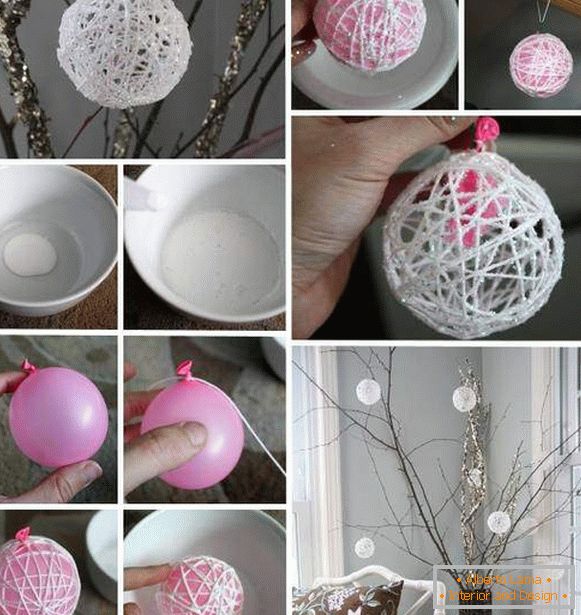 How to make a New Year ball of threads and glue
