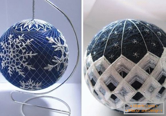 How to make a Christmas ball with your own hands - Threaded