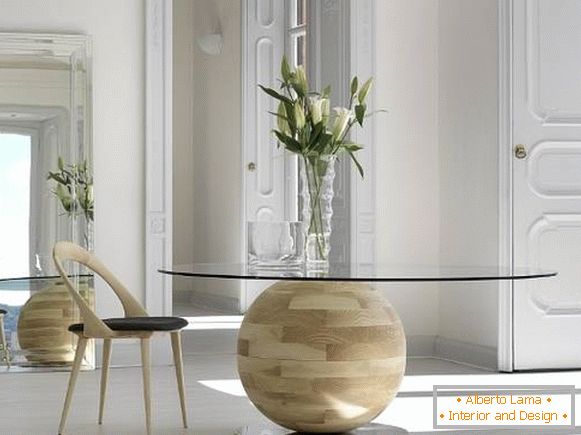 An unusual round dining table for the kitchen or living room