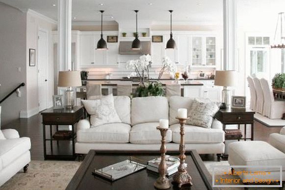 Columns between kitchen and living room