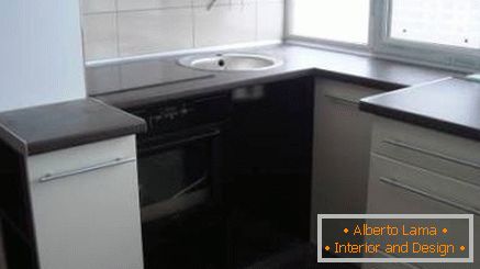 Interior of a small kitchen on the balcony