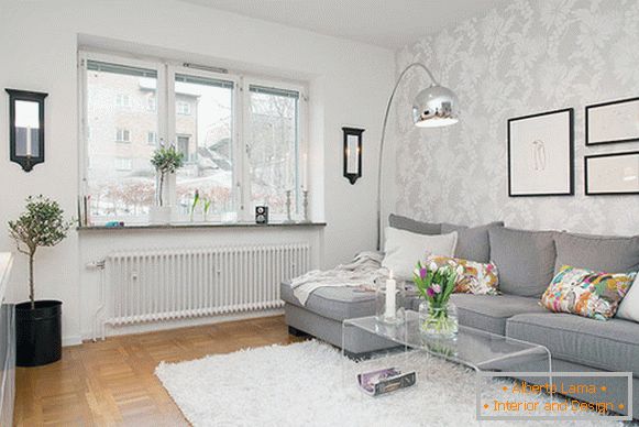 Living room of a small apartment in Gothenburg