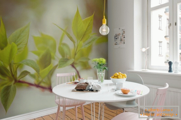 Wallpaper with 3d effect on the kitchen
