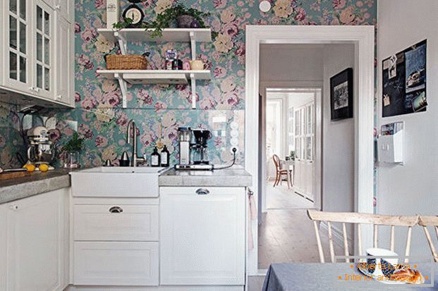 kitchen wallpaper flowers фото 
