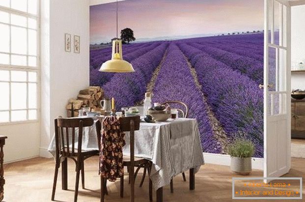wallpaper in the kitchen объёмные в стиле прованс