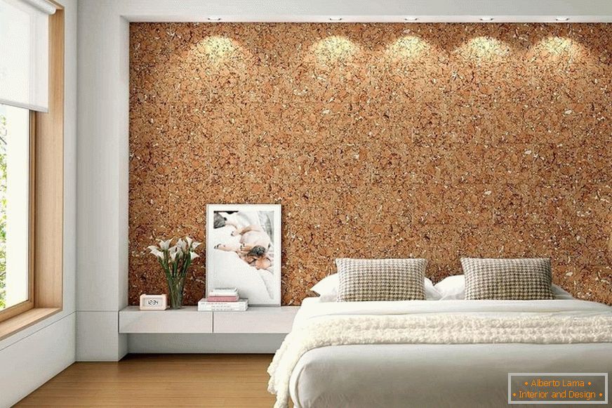 Cork wallpaper in the interior