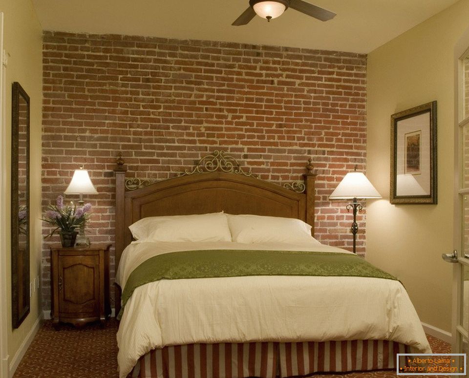 Wall-papers for a brick in a bedroom