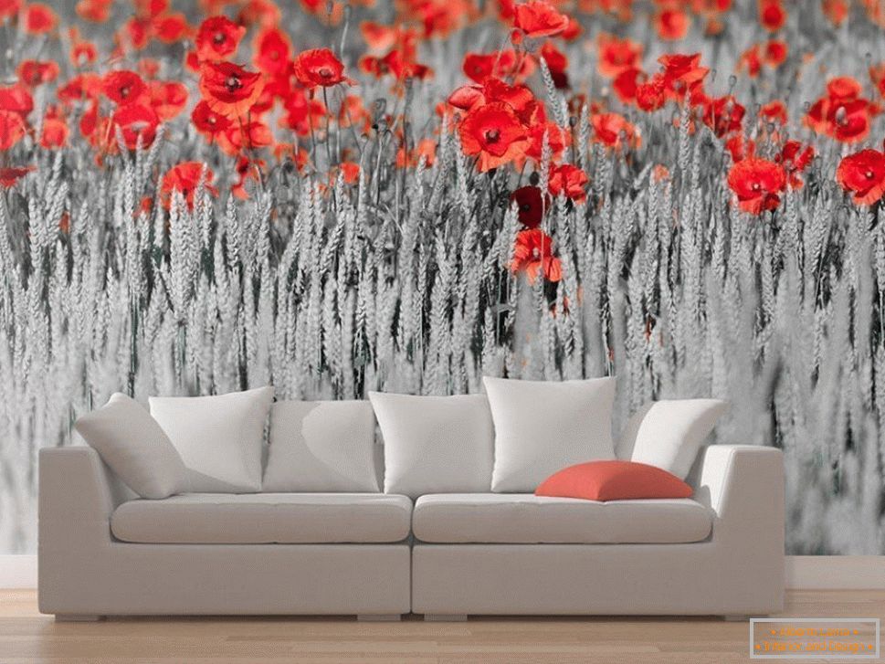 Wallpapers with red poppies in the interior