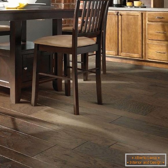 Creative wooden floors for kitchen - photo