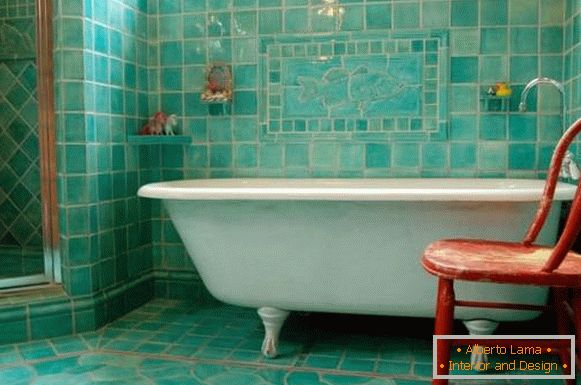 Turquoise Bathroom Tile in Provence Style