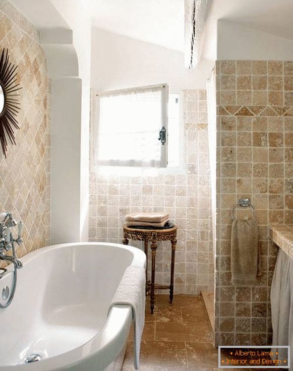 Tile for the bathroom under the stone in the style of Provence