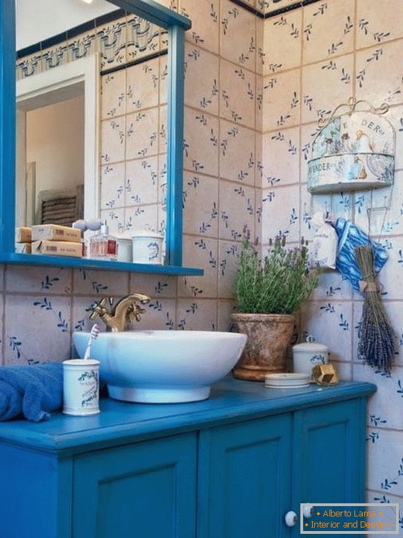 Blue Bathroom Tile in Provence Style