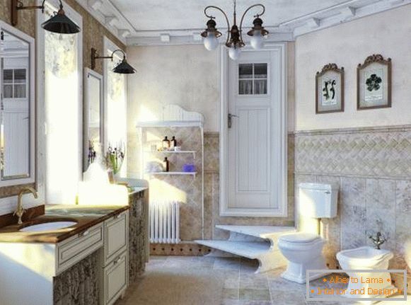 Traditional Provence style in the bathroom - photo of a bathroom in a private house
