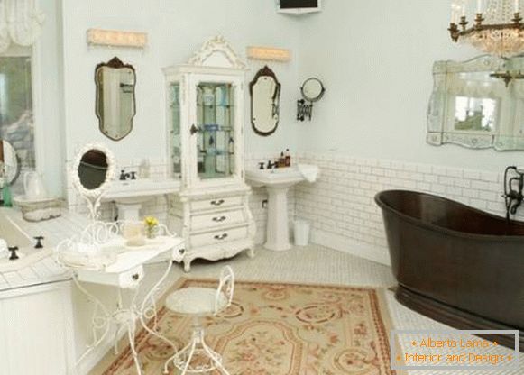 Bright interior of the bathroom in the style of Provence