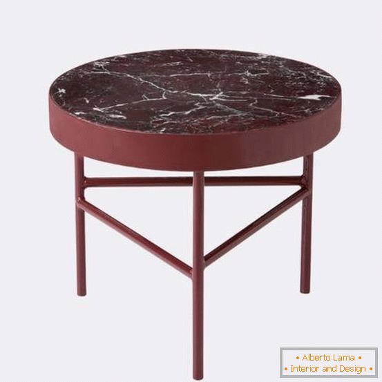 Coffee table in the color of Marsala