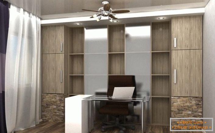 Example of correctly selected lighting for office in loft style.