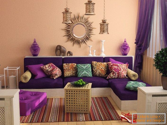 A modern living room in the business metropolis of India Delhi is a successful young man.