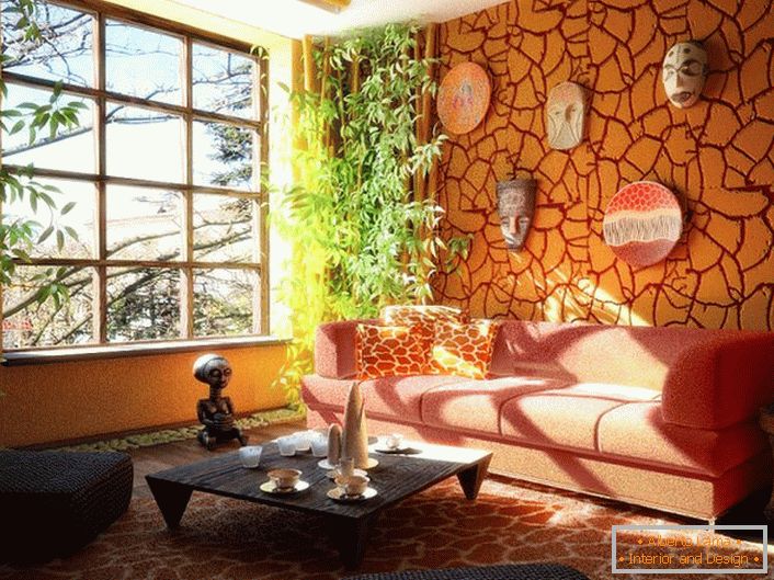 A vivid example of a living room in ethnic style. Guess from what continent this pretty room. 