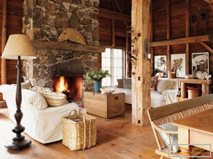Hunting house with a country-style living room.