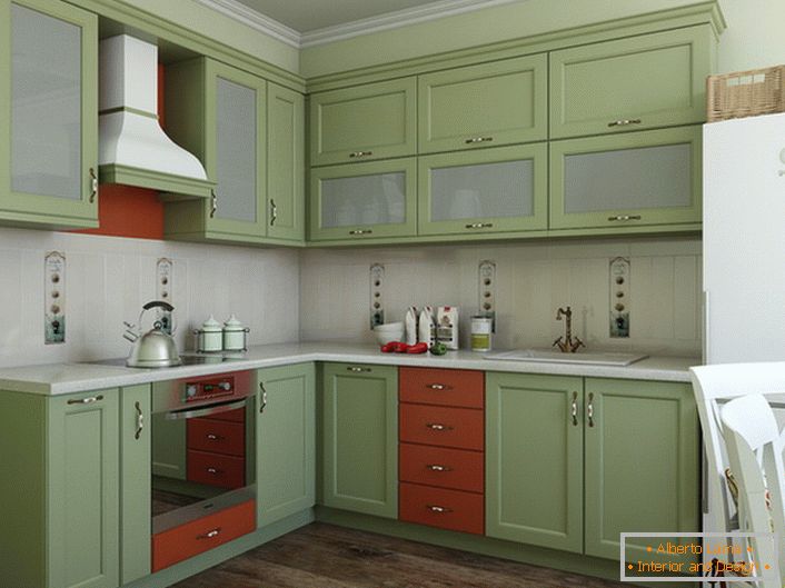 Gently olive color is ideal for interior decoration in the Mediterranean style. 