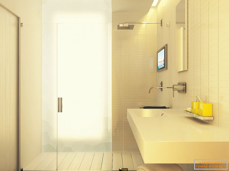 Bathroom of a small studio apartment