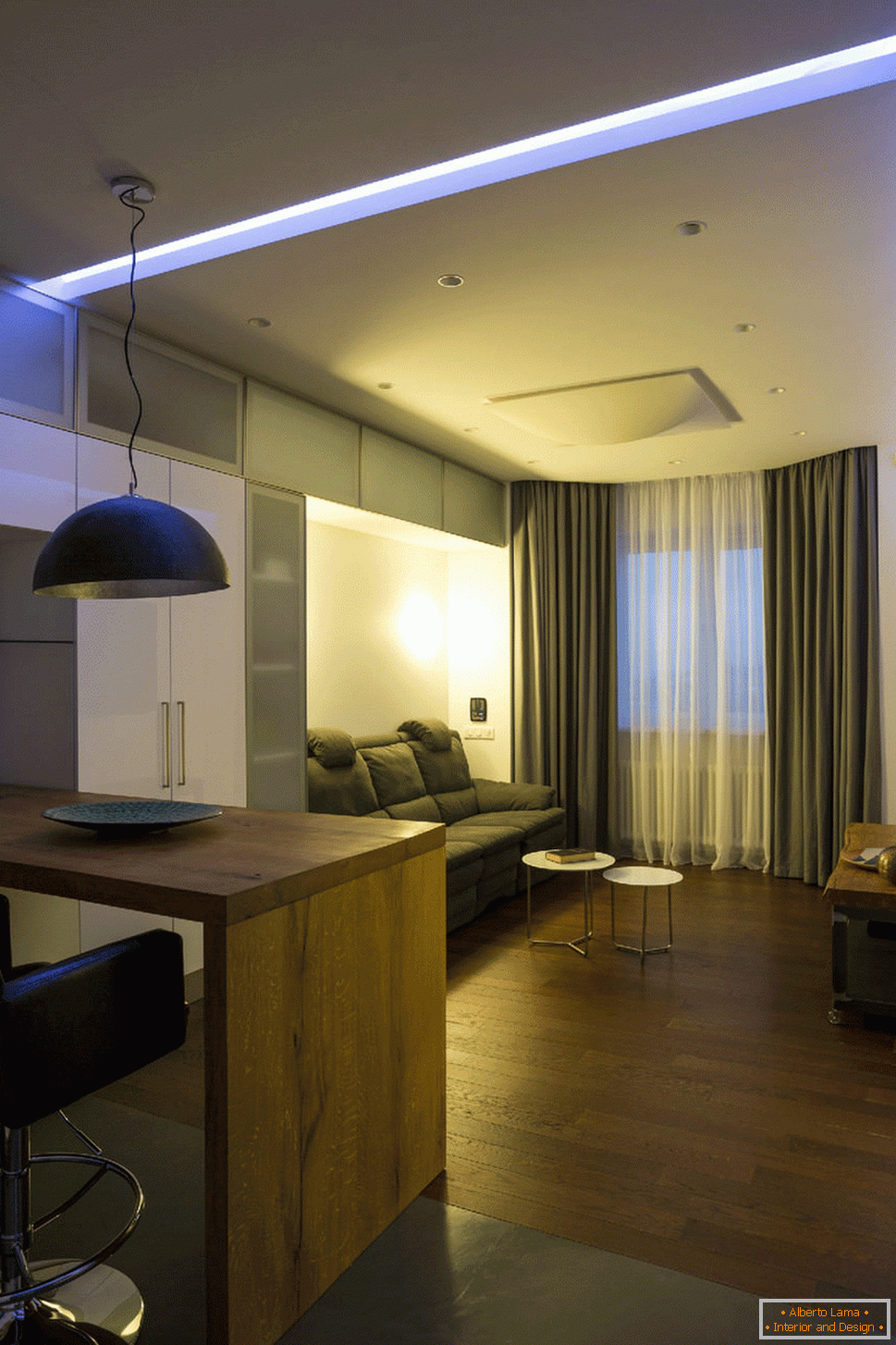 Illumination in an apartment with controlled lighting