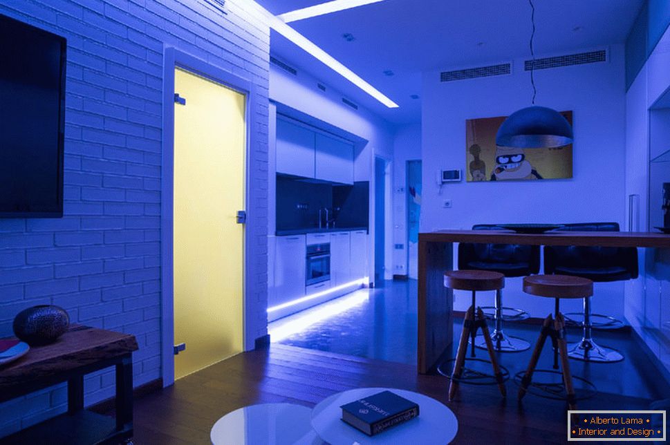 Illumination in an apartment with controlled lighting