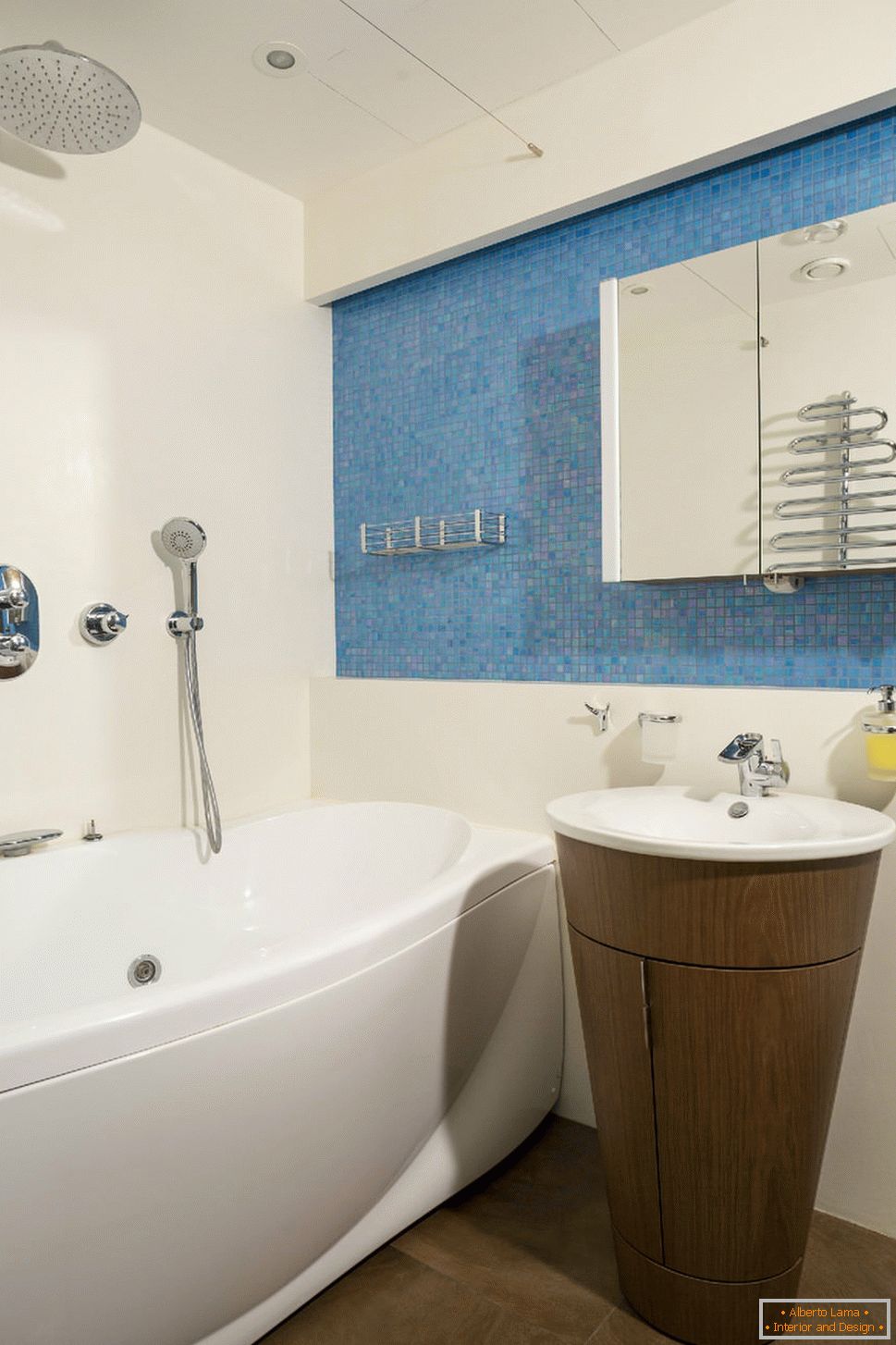 Bathroom in the apartment with controlled lighting