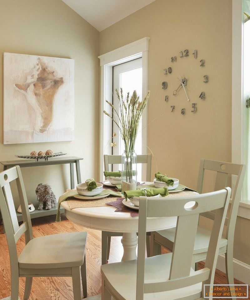 Dining area in light colors