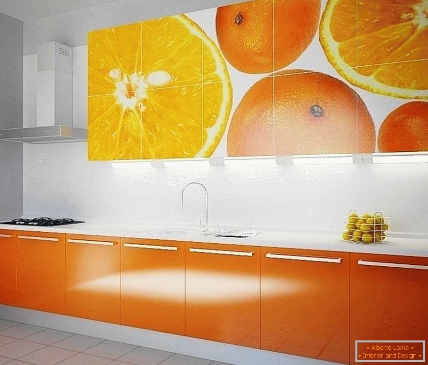 Orange facades of the kitchen
