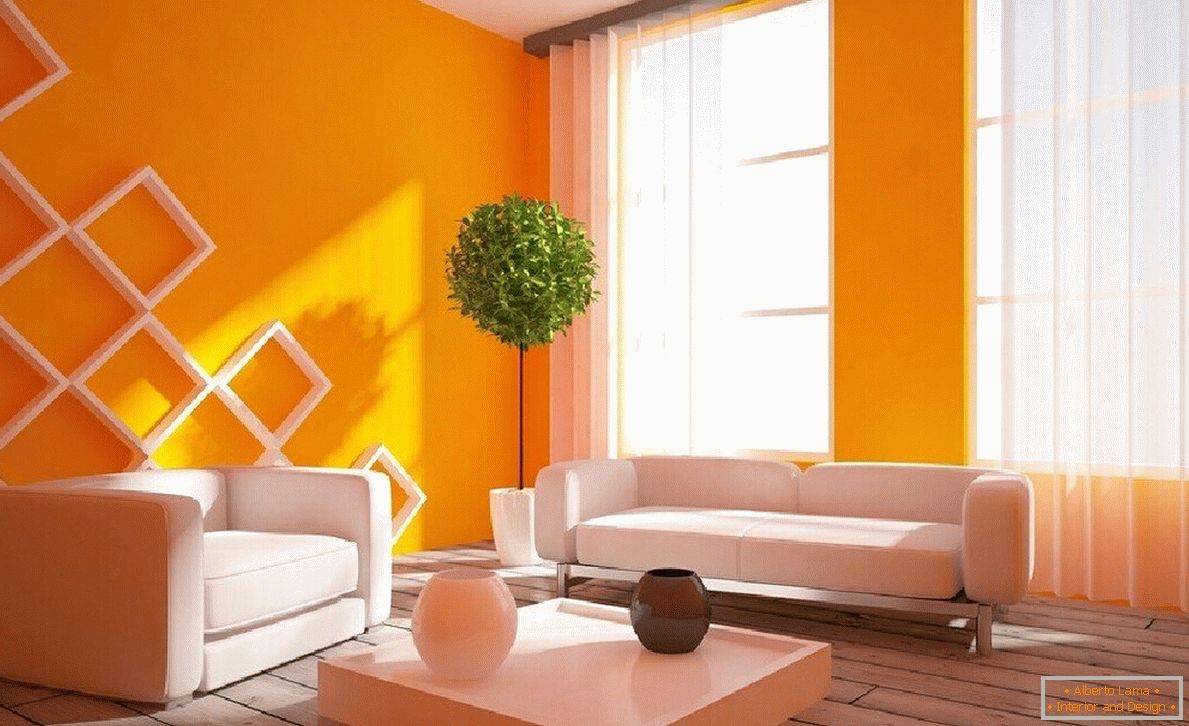 Interior in orange color