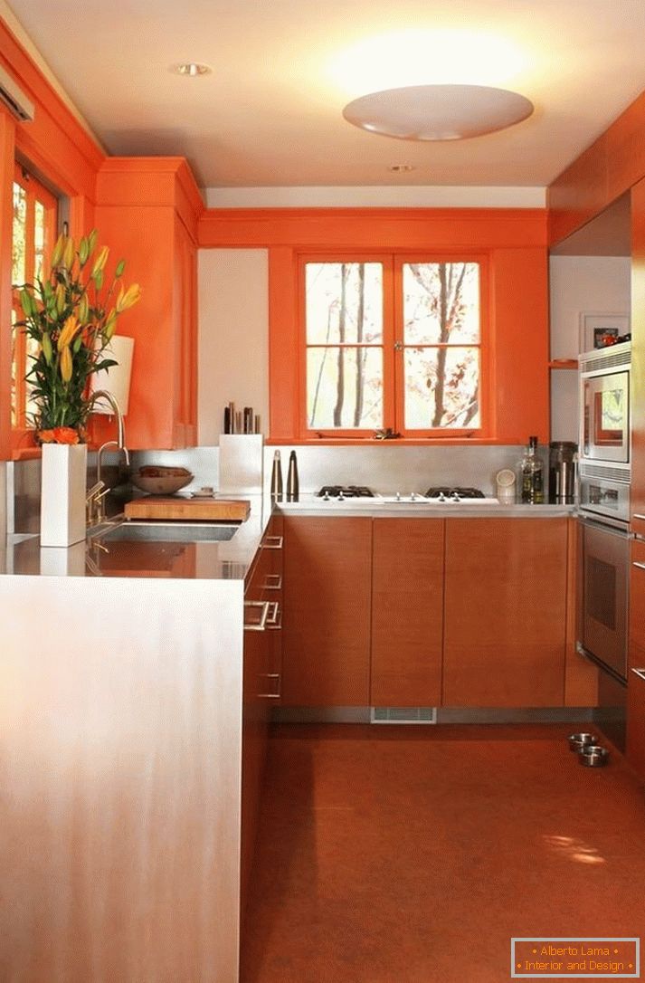 Walls painted in orange color