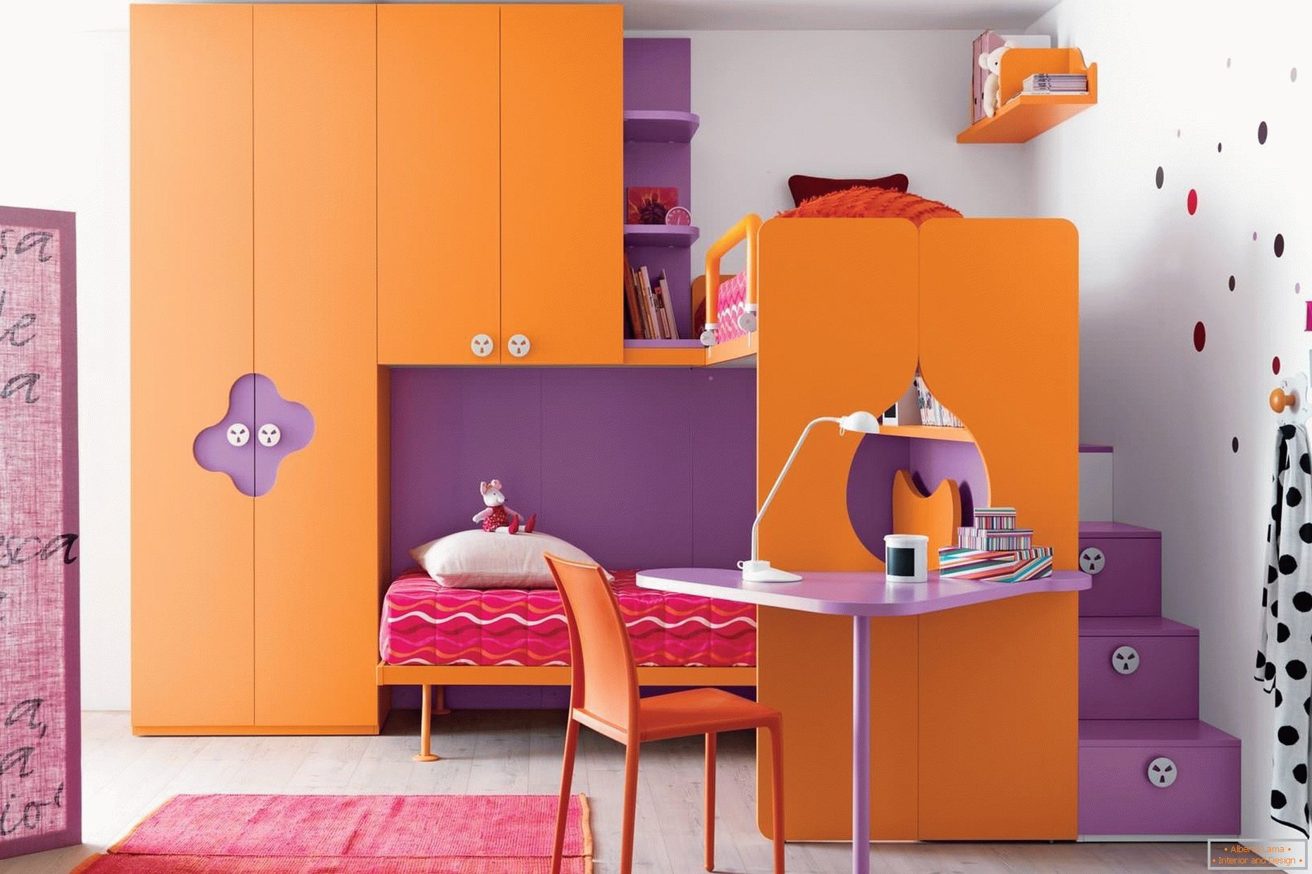 The combination of lilac and orange