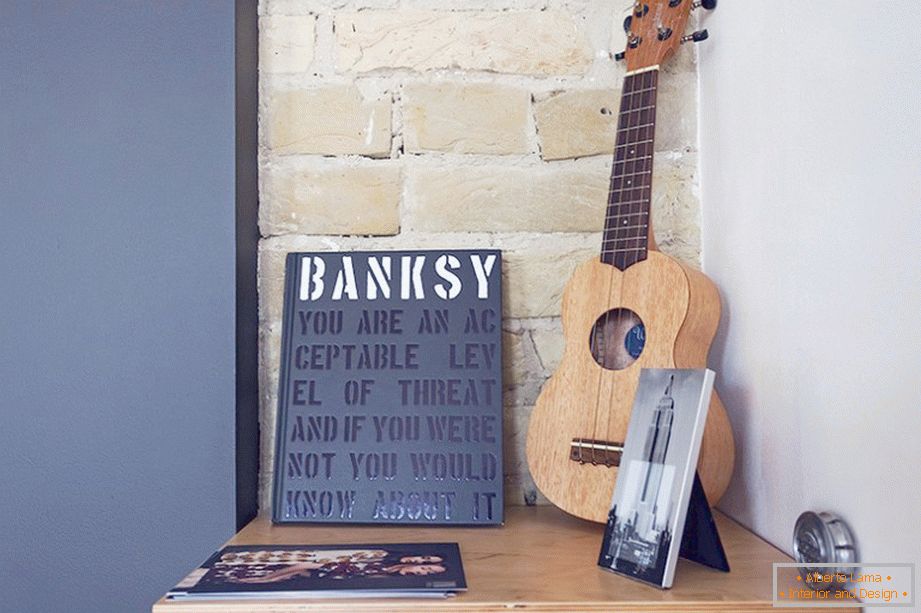 Book on the shelf in a one-room apartment