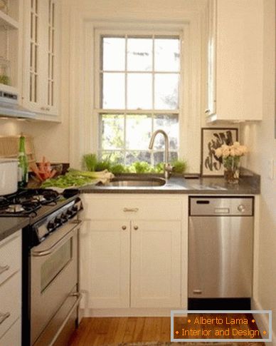 Interior of a small kitchen in bright colors