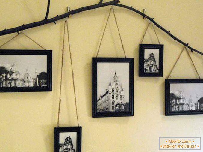 How to decorate a wall with photos in frames