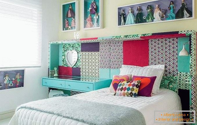 Patchwork decor of the walls with your hands in the children's room girls