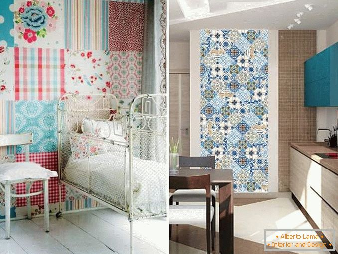 Decorating walls with your own hands from handy materials - wallpaper, fabric, tiles