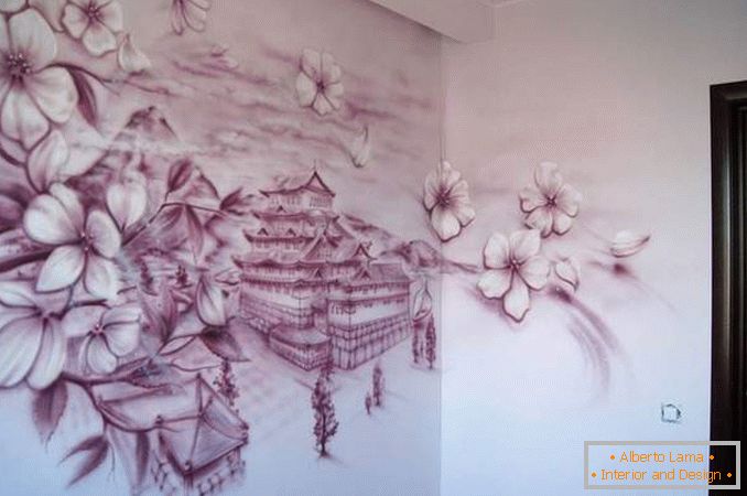How to decorate a wall with hand painted - ideas with a photo