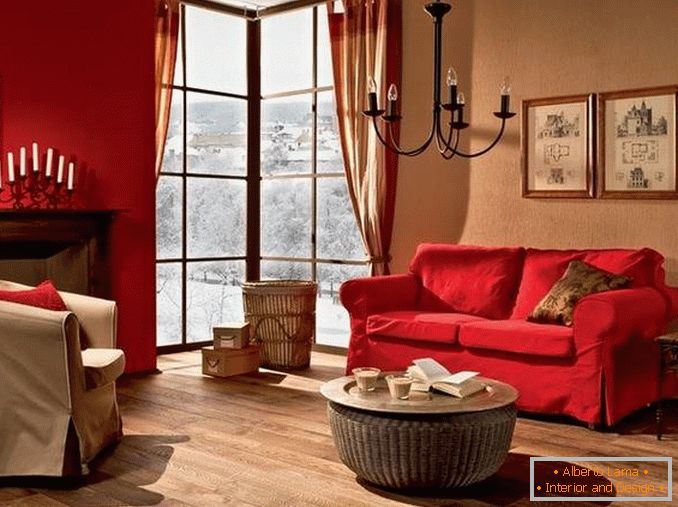 design of a living room with a corner window photo