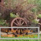 The cart from the cart in the flower garden