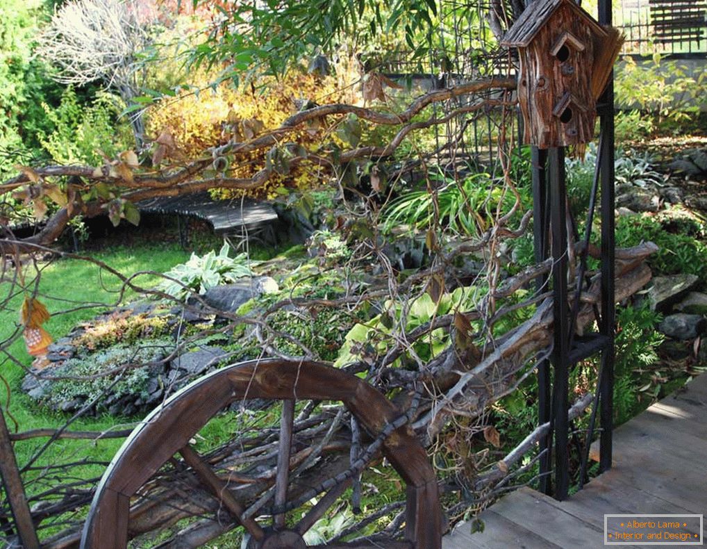 Wheel from the cart near the fence