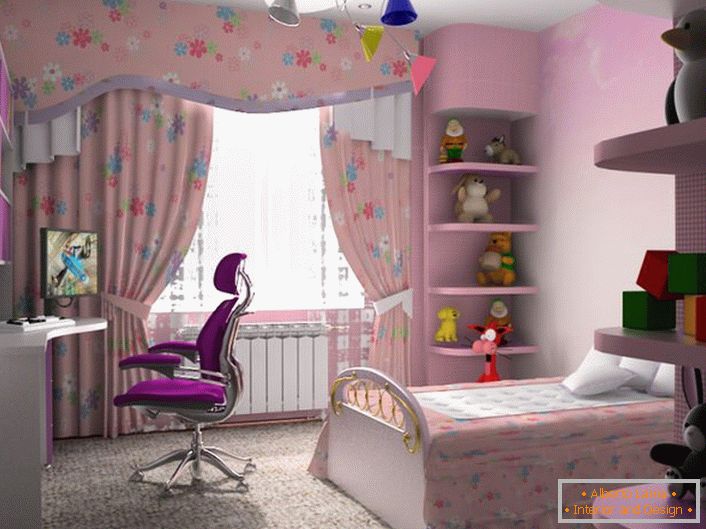 Functional room hi-tech for a young lady in pink tones.