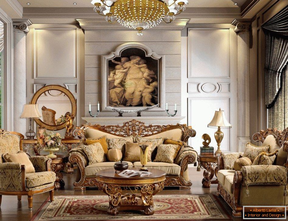 Living room in the style of classicism