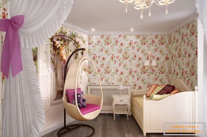 A nice children's bedroom in country style for a girl.