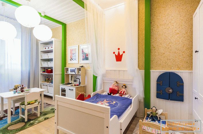 Scandinavian style of country children's room.