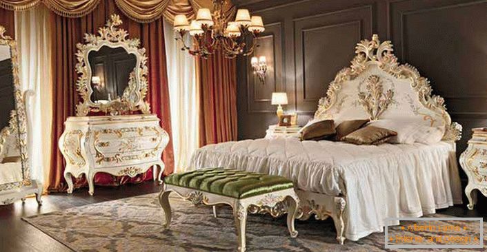 A bedroom in the big house of a French well-to-do family. 
