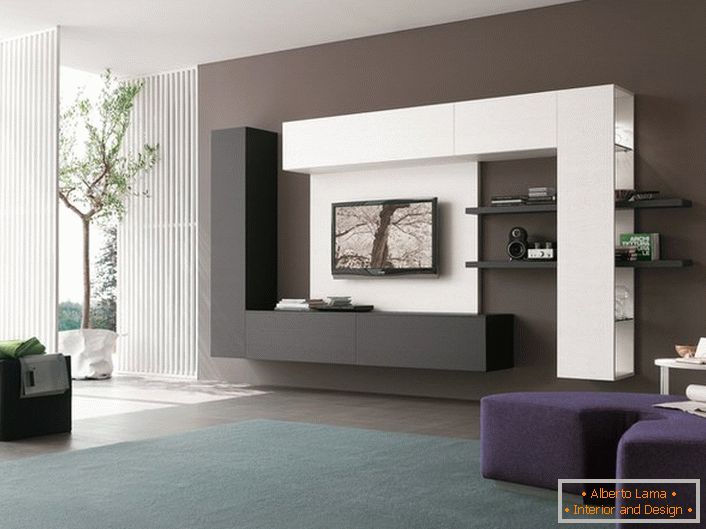 To emphasize the ease of interior living room designers offer pendant modular furniture.