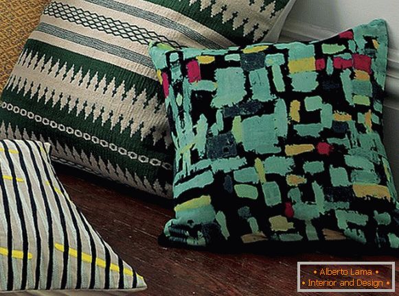 Pillows in green colors
